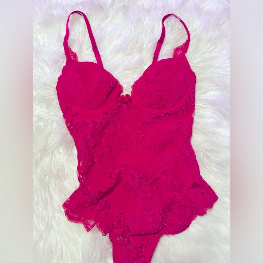 Vintage Victoria’s Secret Hot Pink Teddy Sz 34B